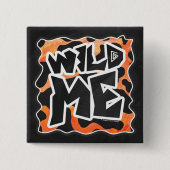 Koe Zwart en Oranje Wild mij Vierkante Button 5,1 Cm (Voorkant)