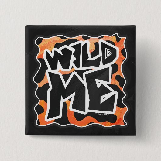 Koe Zwart en Oranje Wild mij Vierkante Button 5,1 Cm (Voorkant)