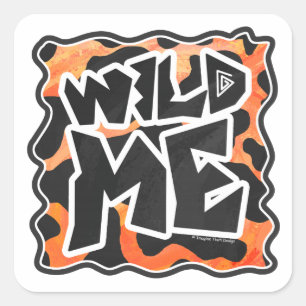 Koe Zwart en Oranje Wild mij Vierkante Sticker