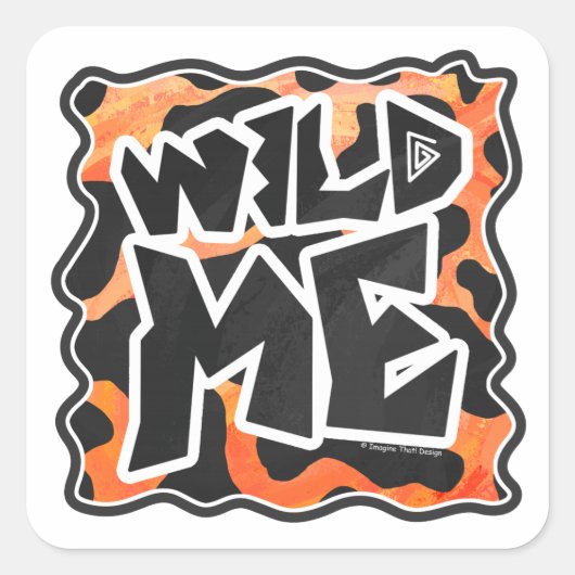 Koe Zwart en Oranje Wild mij Vierkante Sticker (Voorkant)