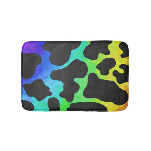 Koe, zwart en regenboog afdrukken badmat (Voorkant)