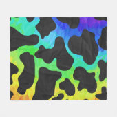 Koe, zwart en regenboog afdrukken fleece deken (Voorkant (Horizontaal))