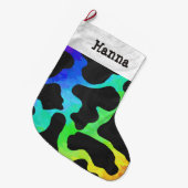 Koe, zwart en regenboog afdrukken grote kerstsok (Voorkant (Hangend))