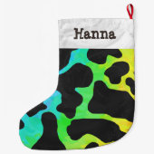 Koe, zwart en regenboog afdrukken grote kerstsok (Achterkant)