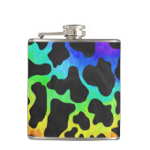 Koe, zwart en regenboog afdrukken heupfles (Voorkant)