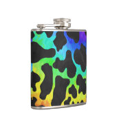 Koe, zwart en regenboog afdrukken heupfles (Rechts)