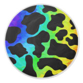 Koe, zwart en regenboog afdrukken keramische knop (Voorkant)