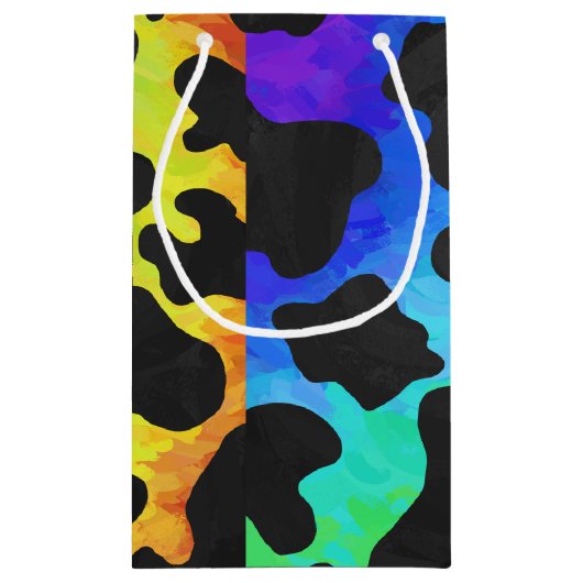 Koe, zwart en regenboog afdrukken klein cadeauzakje (Achterkant)