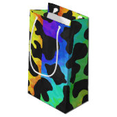 Koe, zwart en regenboog afdrukken klein cadeauzakje (Achterkant Gekanteld)