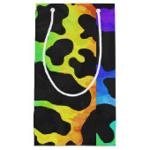 Koe, zwart en regenboog afdrukken klein cadeauzakje (Voorkant)