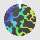 Koe, zwart en regenboog afdrukken ornament (achterkant)