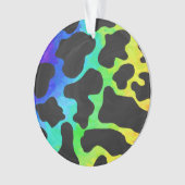 Koe, zwart en regenboog afdrukken ornament (voorkant)