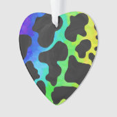 Koe, zwart en regenboog afdrukken ornament (voorkant)