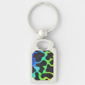 Koe, zwart en regenboog afdrukken sleutelhanger (Voorkant)