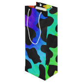 Koe, zwart en regenboog afdrukken wijn cadeautas (Achterkant Gekanteld)