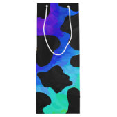 Koe, zwart en regenboog afdrukken wijn cadeautas (Achterkant)