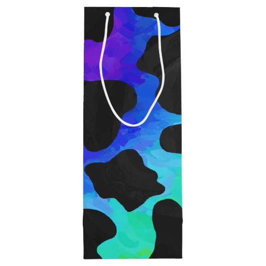 Koe, zwart en regenboog afdrukken wijn cadeautas (Achterkant)