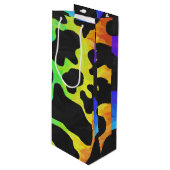 Koe, zwart en regenboog afdrukken wijn cadeautas (Voorkant Gekanteld)