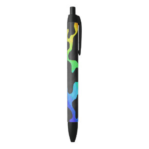 Koe, zwart en regenboog afdrukken zwarte inkt pen