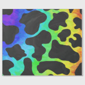 Koe zwart en regenboogschenken cadeaupapier (Vlak)