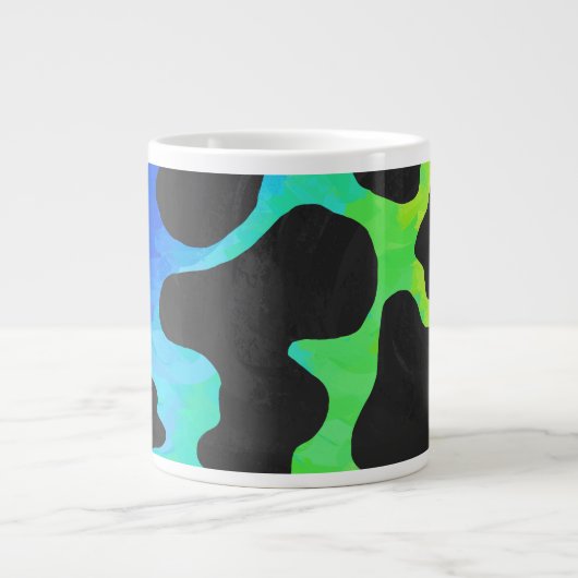 Koe zwart en regenboogschenken grote koffiekop (Voorkant)