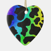 Koe zwart en regenboogschenken keramisch ornament (Rechts)