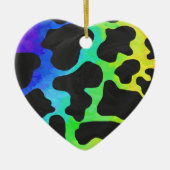 Koe zwart en regenboogschenken keramisch ornament (Voorkant)