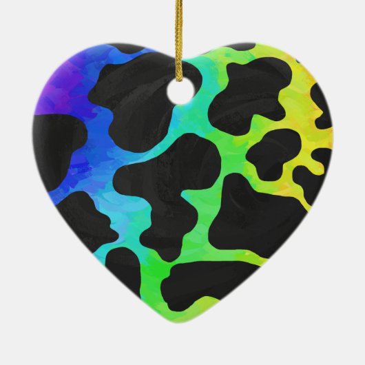 Koe zwart en regenboogschenken keramisch ornament (Achterkant)