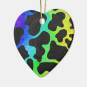 Koe zwart en regenboogschenken keramisch ornament (Links)