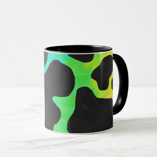 Koe zwart en regenboogschenken mok (Voorkant rechts)