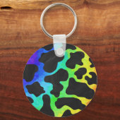 Koe zwart en regenboogschenken sleutelhanger (Voorkant)