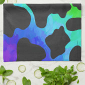 Koe zwart en regenboogschenken theedoek (Gevouwen)