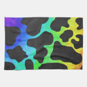 Koe zwart en regenboogschenken theedoek (Horizontaal)