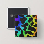 Koe zwart en regenboogschenken vierkante button 5,1 cm (Voorkant /achterkant)