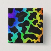 Koe zwart en regenboogschenken vierkante button 5,1 cm (Voorkant)
