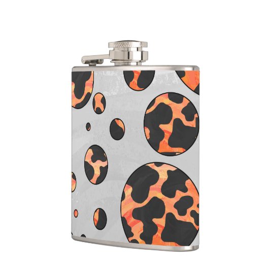 Koe zwart-Oranje poladot afdrukken Heupfles (Links)