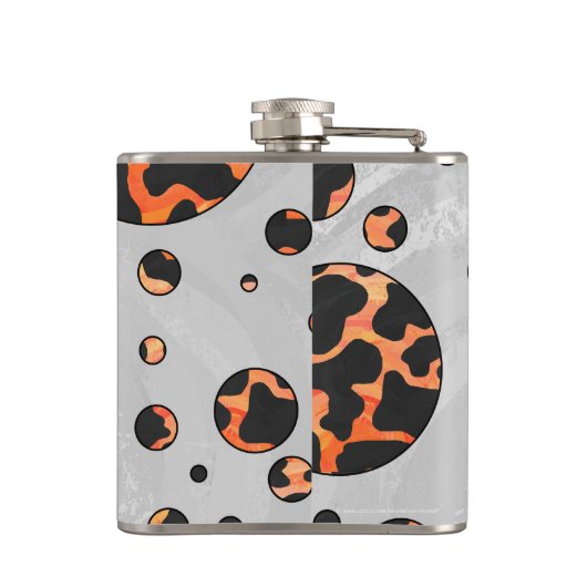 Koe zwart-Oranje poladot afdrukken Heupfles (Achterkant)