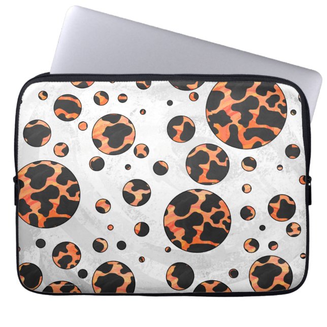 Koe zwart-Oranje poladot afdrukken Laptop Sleeve (Voorkant)