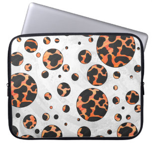 Koe zwart-Oranje poladot afdrukken Laptop Sleeve
