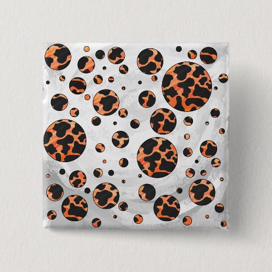 Koe zwart-Oranje poladot afdrukken Vierkante Button 5,1 Cm (Voorkant)