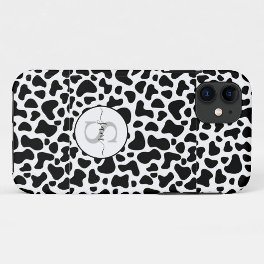 Koe zwart wit monogram Case-Mate iPhone case (Achterkant (horizontaal))