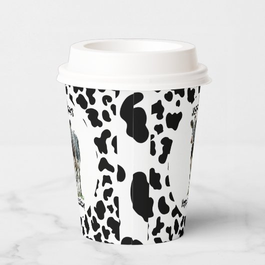Koe Zwart-wit Papieren Bekers (Rechts)