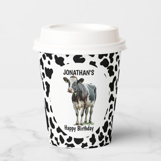 Koe Zwart-wit Papieren Bekers (Voorkant)