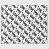 Koe zwart-wit Silhouette Cadeaupapier (Vlak)