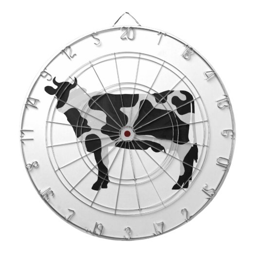 Koe zwart-wit Silhouette Dartbord (Voorkant)