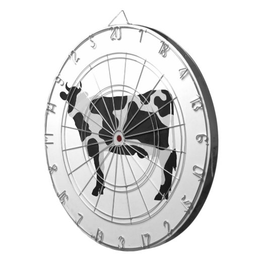 Koe zwart-wit Silhouette Dartbord (Voorkant Rechts)