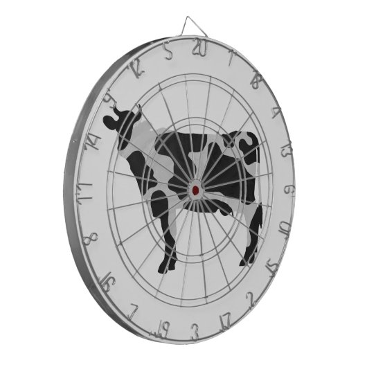 Koe zwart-wit Silhouette Dartbord (Voorkant Links)