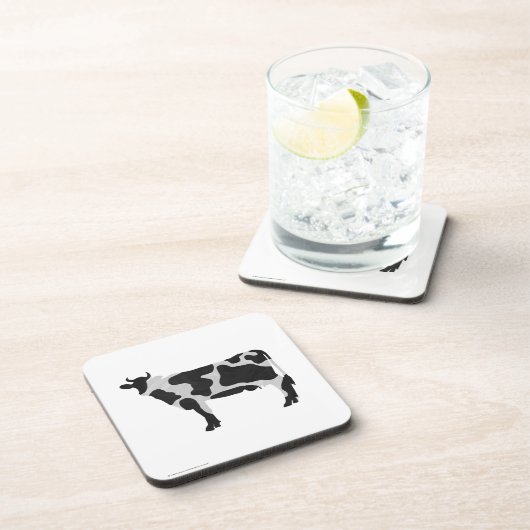 Koe zwart-wit Silhouette Drankjes Onderzetter (Rechterzijde)