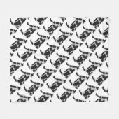 Koe zwart-wit Silhouette Fleece Deken (Voorkant (Horizontaal))