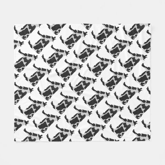 Koe zwart-wit Silhouette Fleece Deken (Voorkant (Horizontaal))